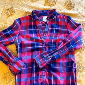 J.Crew Perfect Fit Red/Blue/Navy/Pink Plaid Shirt, Sz S